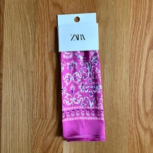 NWT Zara pink patterned silk scarf
